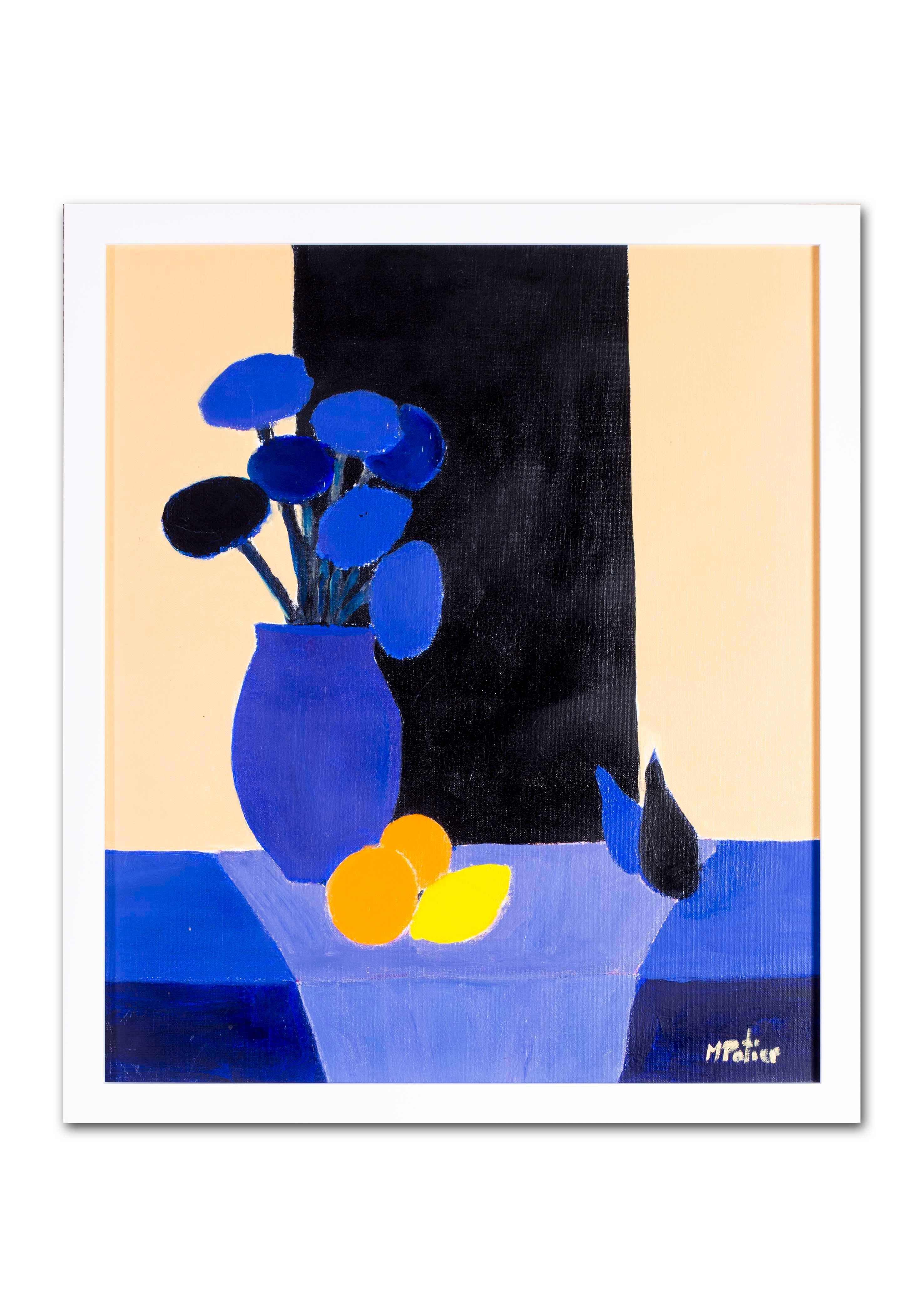 Maurice Potier (French, 1926 – 2002)
Vase bleu et fruits (Blue vase and fruits)
Oil on canvas
Signed ‘M Potier’ (lower right)
27.1/2 x 23.5/8 in. (70 x 60 cm.)

