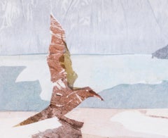 French 20th Century collage artwork of a bird on a rock on the shore by Masson