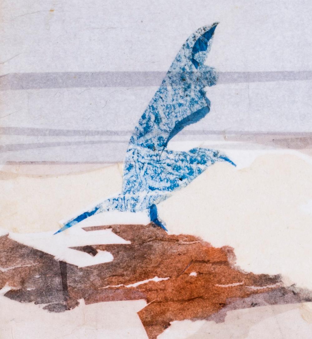 Lily Masson (French, 1920 – 2019)
Oiseau bleu, 1977
Collage of inked papers
Signed and dated ‘Lily Masson 77’ (lower right)
9.1/2 x 7.1/2 in. (24 x 19.2cm.)
Lily Masson had a long and successful career as an artist and exhibited in many galleries