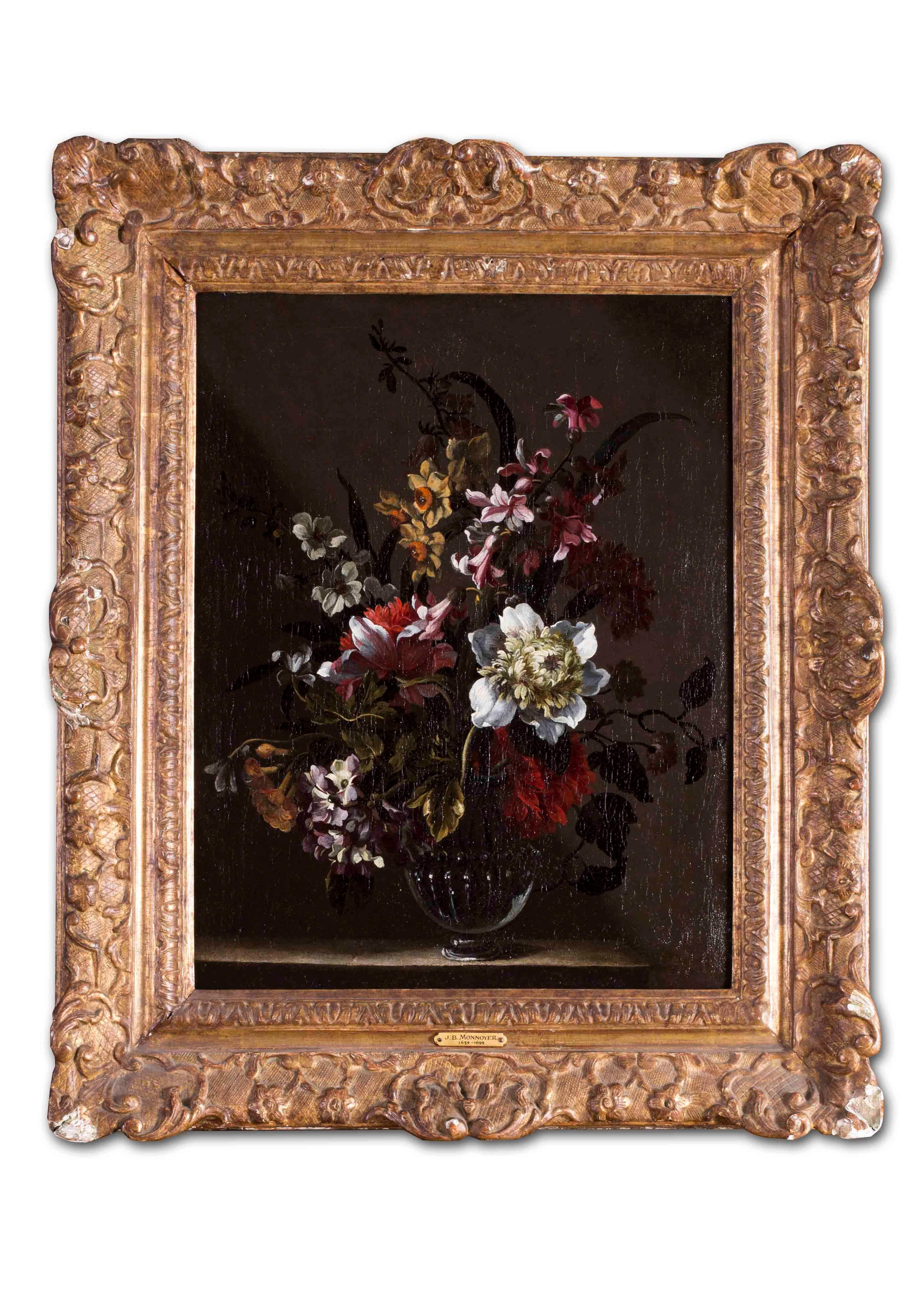 Flemish School, 17th Century Still-Life Painting - Flemish Old Master oil painting of a still life with flowers in a vase