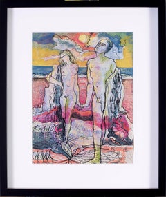 British 20th Century watercolour on paper 'Adam and Eve'