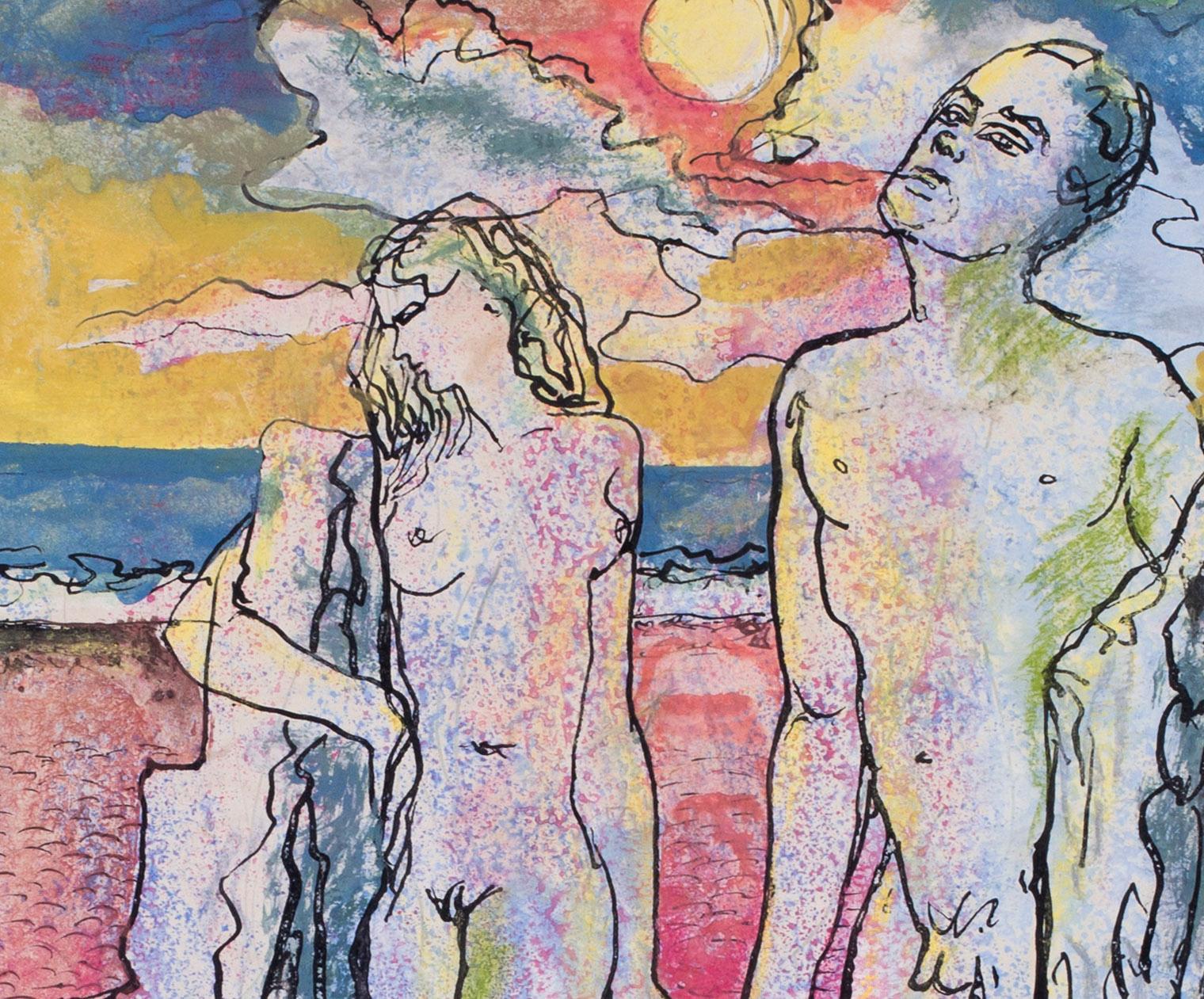 British 20th Century watercolour on paper 'Adam and Eve' - Expressionist Art by Derrick Latimer Sayer 