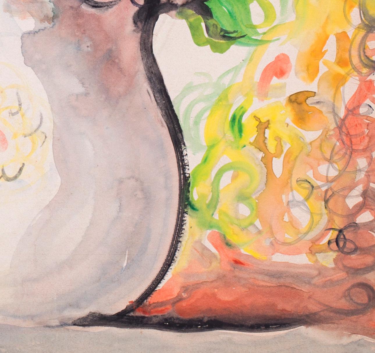 Derrick Latimer Sayer (Brite, 1917 - 1992)
Eine Vase mit Sommerblumen
Aquarell auf Karton
24.3/4 x 16,3/4 Zoll. (60,3 x 42,5 cm.)
Sayer studierte an der Chelsea School Art bei Henry Moore und Graham Sutherland.  Er verbrachte einige Zeit im Atelier