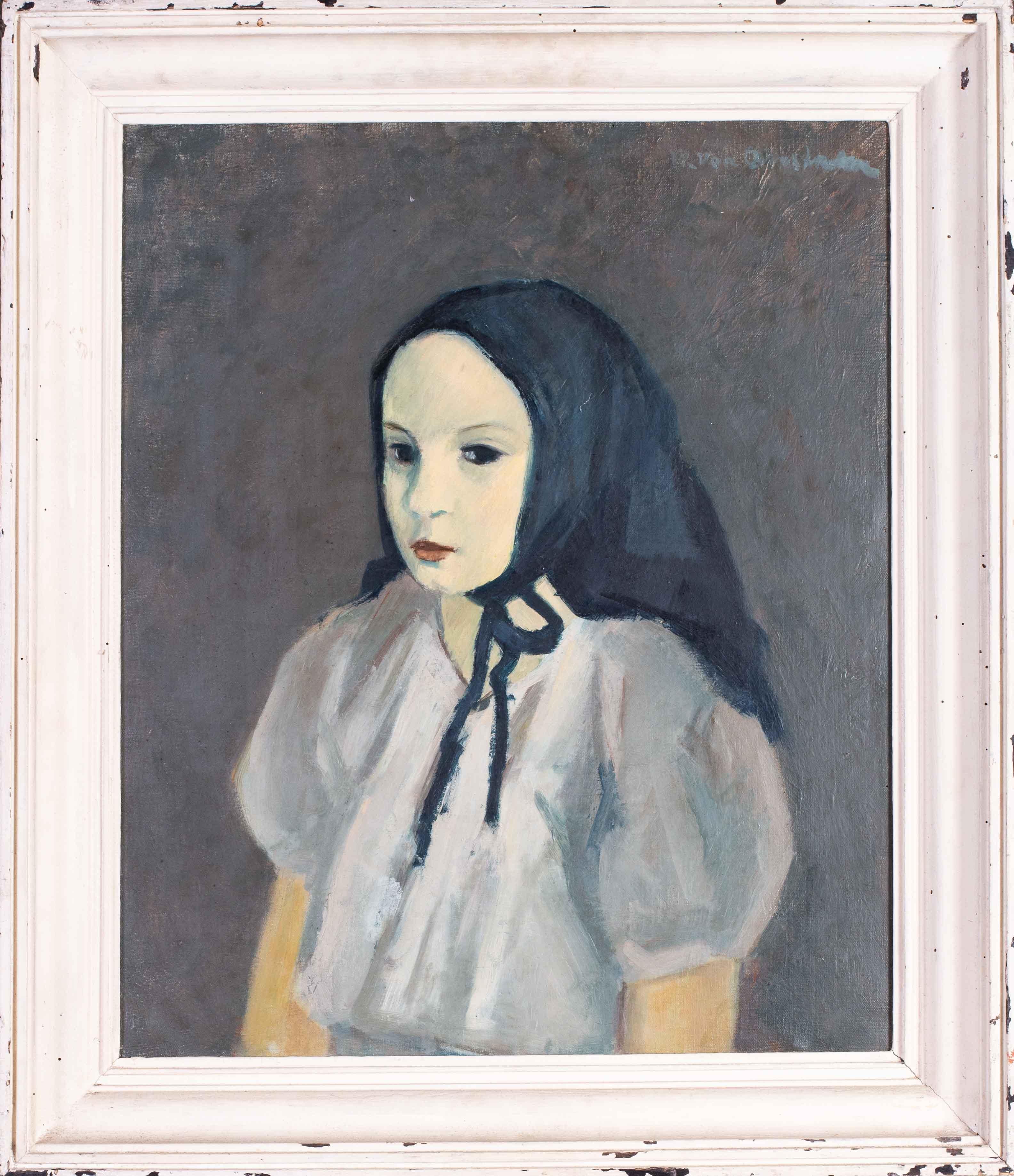 War Van Overstraeten Portrait Painting - Post Impressionist portrait of Anne Marie by Belgian artist Van Overstraeten