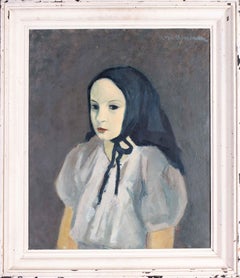 Vintage Post Impressionist portrait of Anne Marie by Belgian artist Van Overstraeten