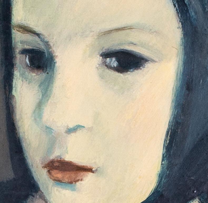 Post Impressionist portrait of Anne Marie by Belgian artist Van Overstraeten - Painting by War Van Overstraeten