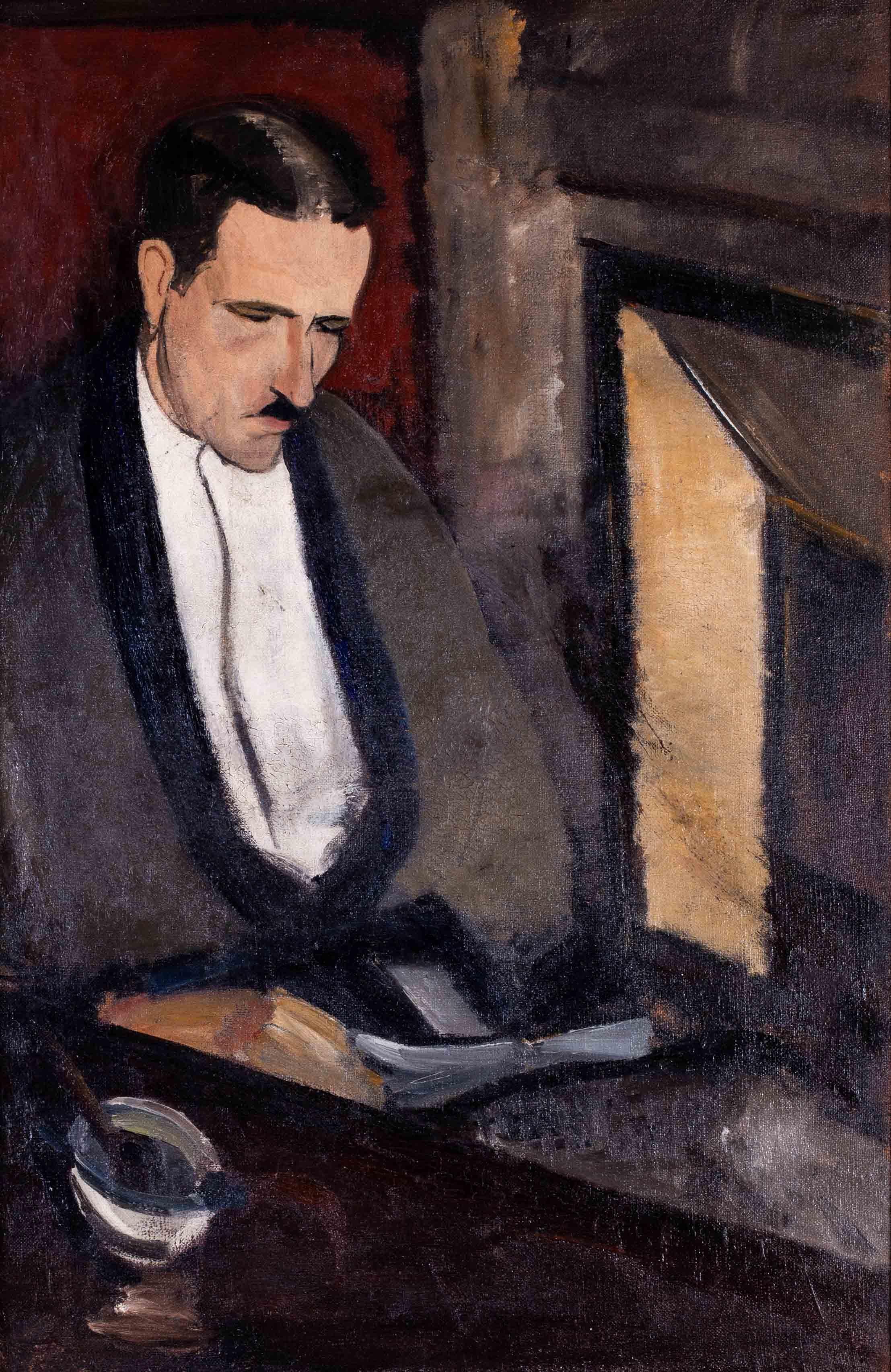 French Post Impressionist portrait of artist Miquel Utrillo, circa 1907  - Post-Impressionist Painting by Etienne Morillon