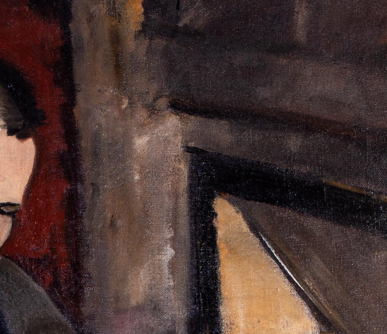 French Post Impressionist portrait of artist Miquel Utrillo, circa 1907  - Black Portrait Painting by Etienne Morillon