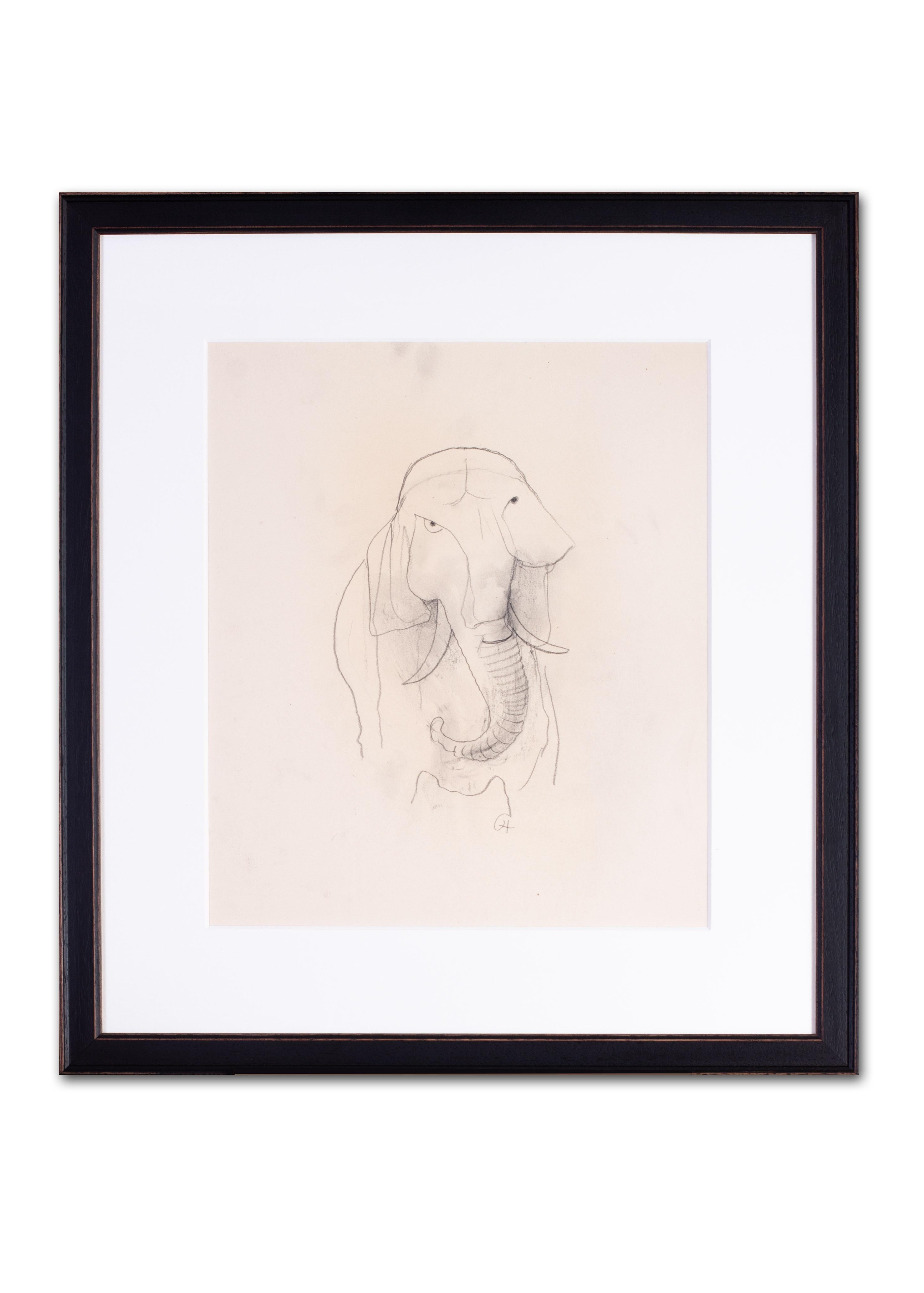 German expressionist drawing of a Bull Elephant by Carl Hofer For Sale 2