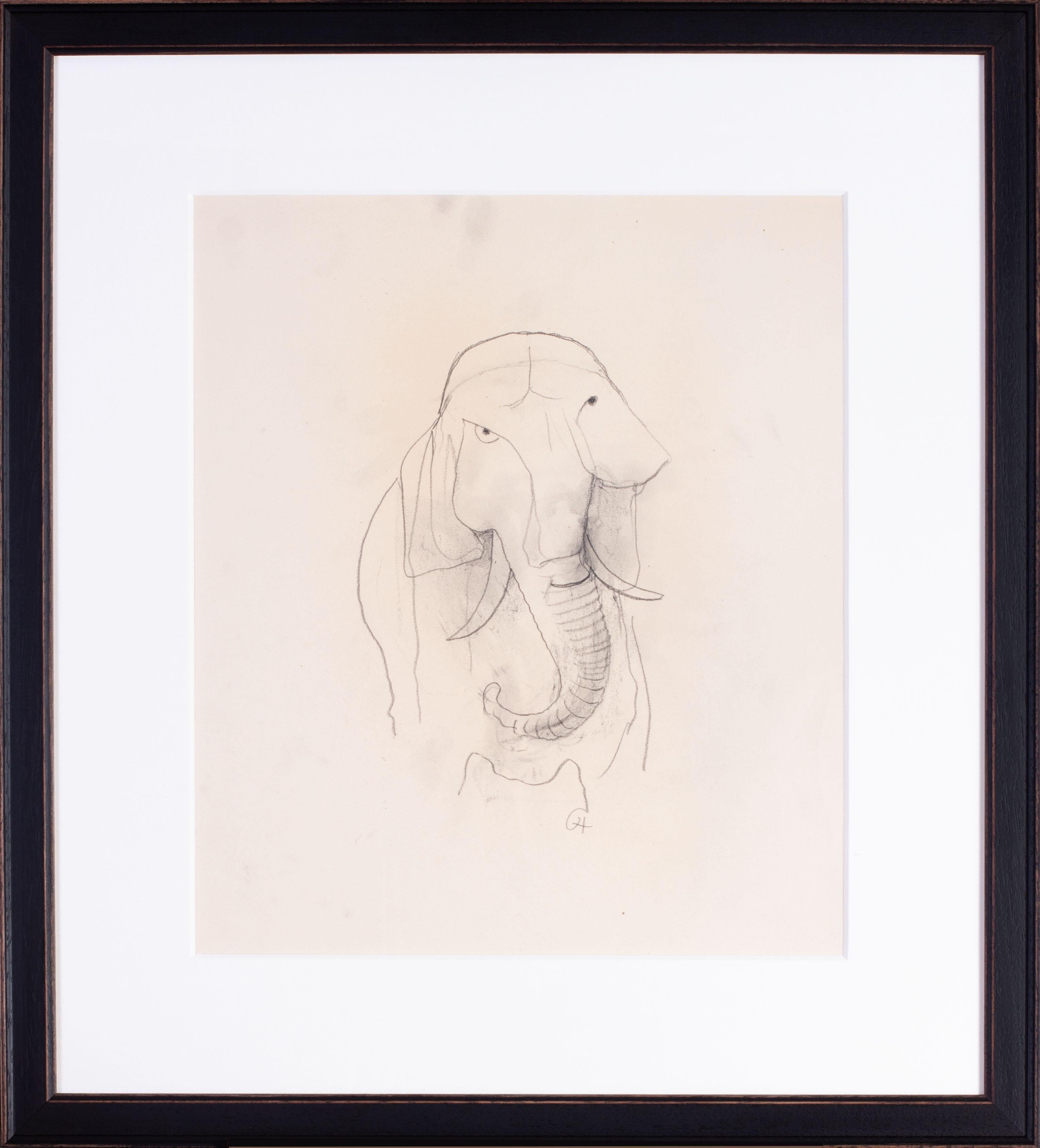 German expressionist drawing of a Bull Elephant by Carl Hofer