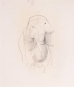 German expressionist drawing of a Bull Elephant by Carl Hofer