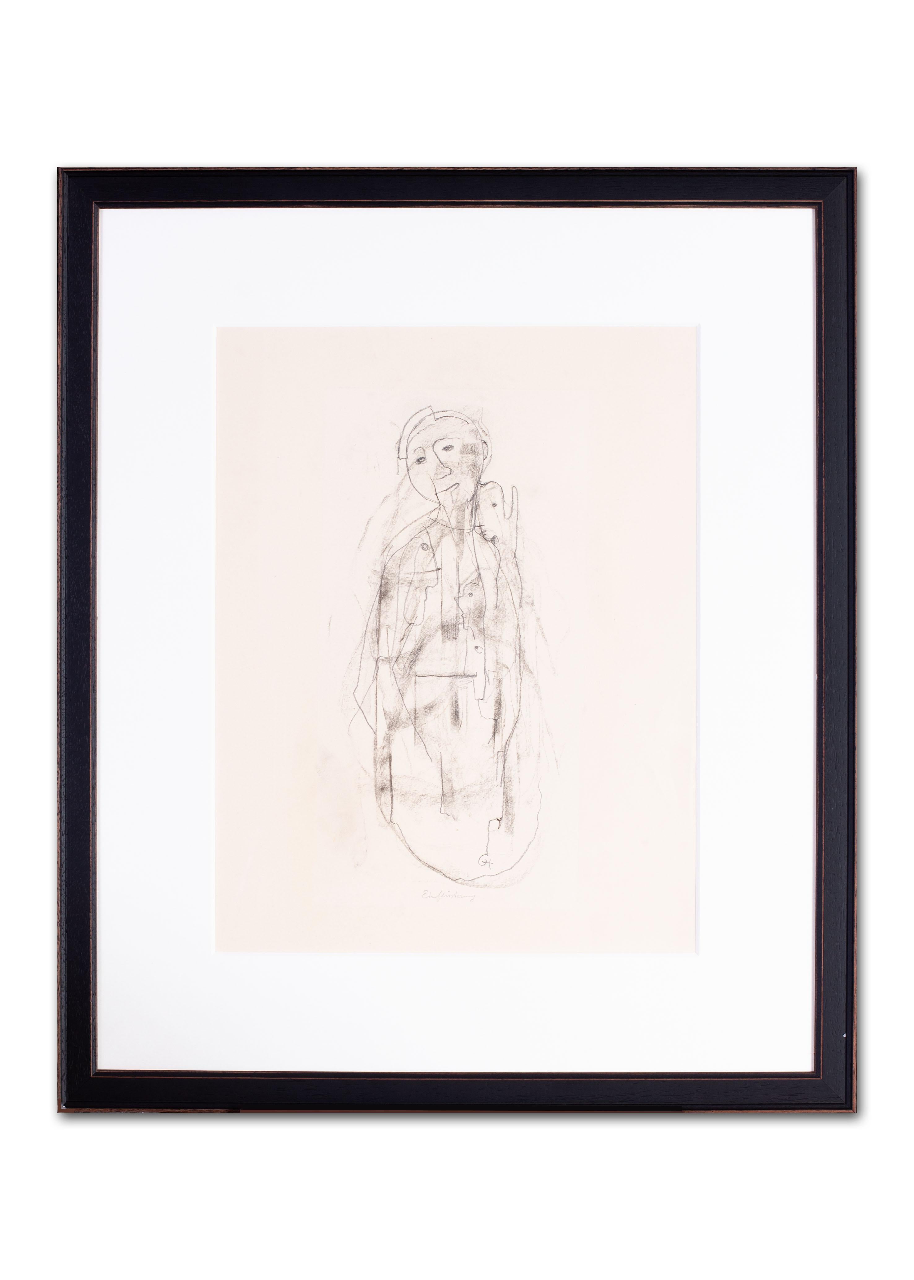 German expressionist drawing by Carl Hofer' Whispering' For Sale 1