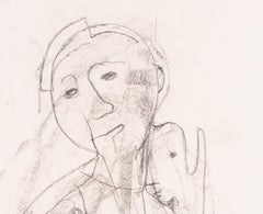 German expressionist drawing by Carl Hofer' Whispering'