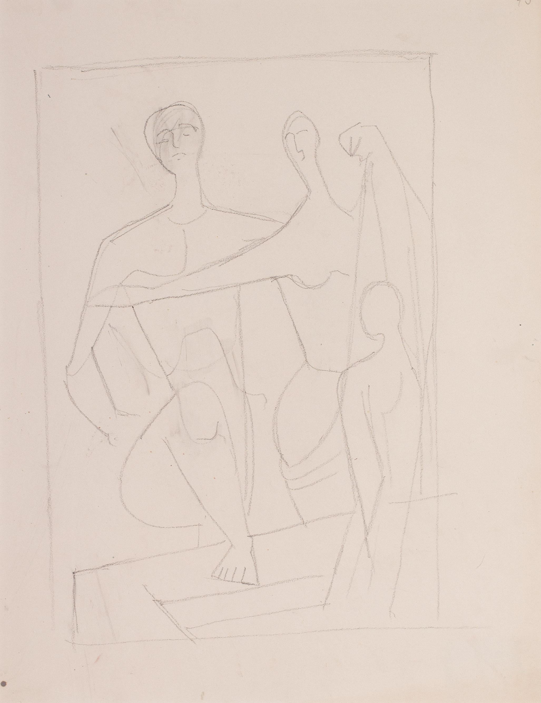 Carl Hofer (German, 1875 – 1955) 
Die Badegaste II (The bathers)
Black crayon on paper
19.1/4 x 15 in. (49 x 38 cm.) 

With studio stamp (on the reverse) and signature of the artist’s wife Elizabeth Hofer


Provenance: These works come from the