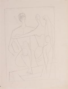 German expressionist drawing of bathers by Carl Hofer 'Die Badegasten'