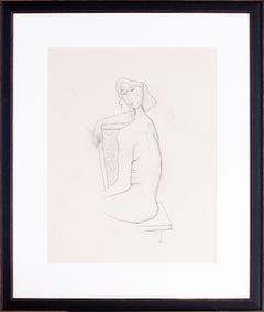 Vintage German Expressionist drawing by Carl Hofer of one of his models