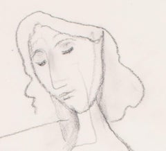 Disegno espressionista tedesco di Carl Hofer che ritrae una delle sue modelle