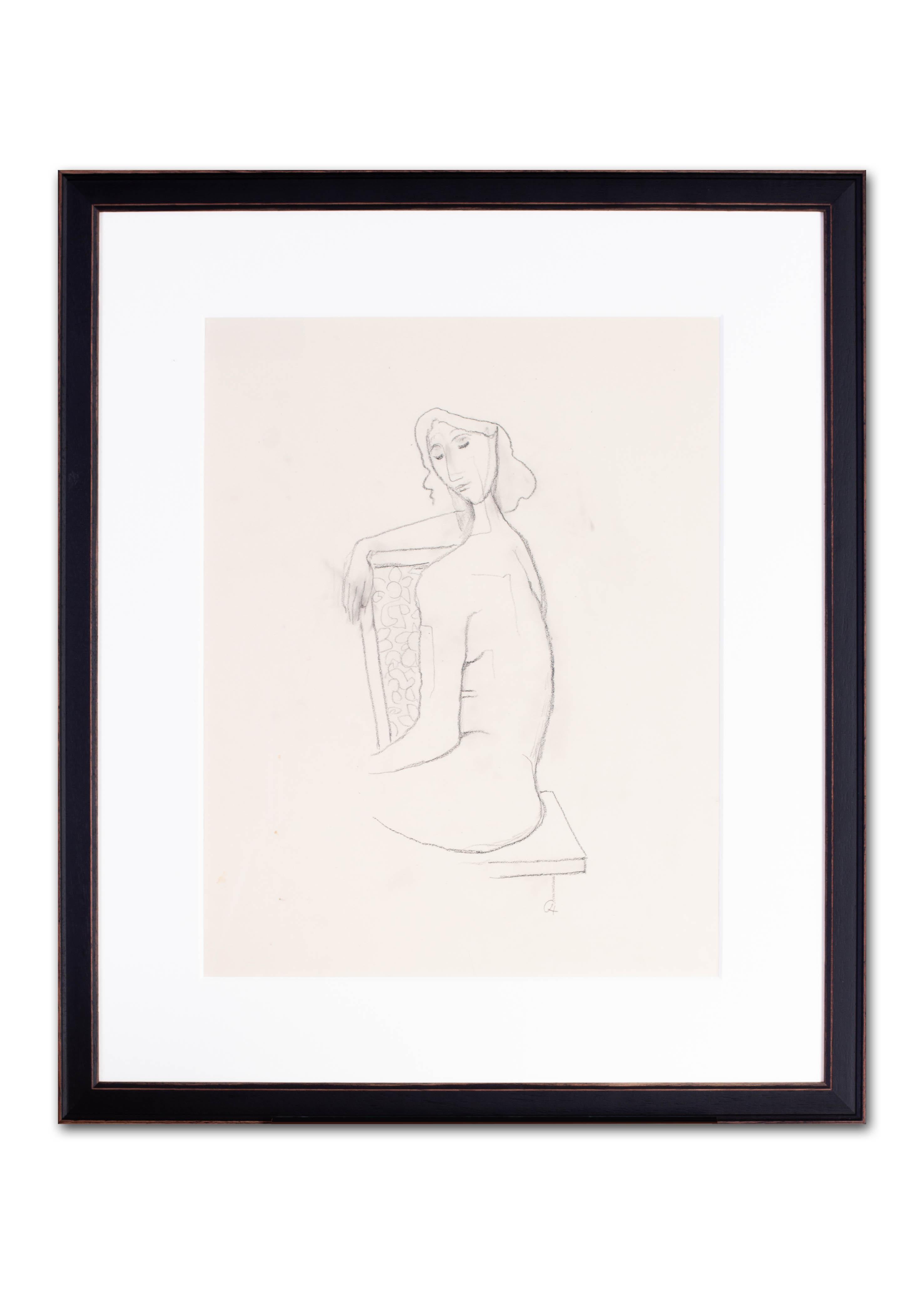 German Expressionist drawing by Carl Hofer of one of his models For Sale 3