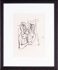 German Expressionist drawing by Carl Hofer of lovers