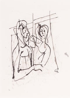 German Expressionist drawing by Carl Hofer of lovers
