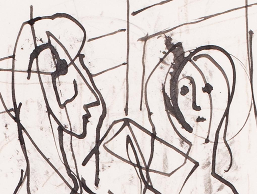 Dibujo expresionista alemán de Carl Hofer de amantes en venta 2