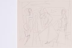 German Expressionist drawing of abstracted figures by Carl Hofer