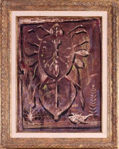 Mid 20th Century oil painting of a cicada by Belgian artist Baugniet