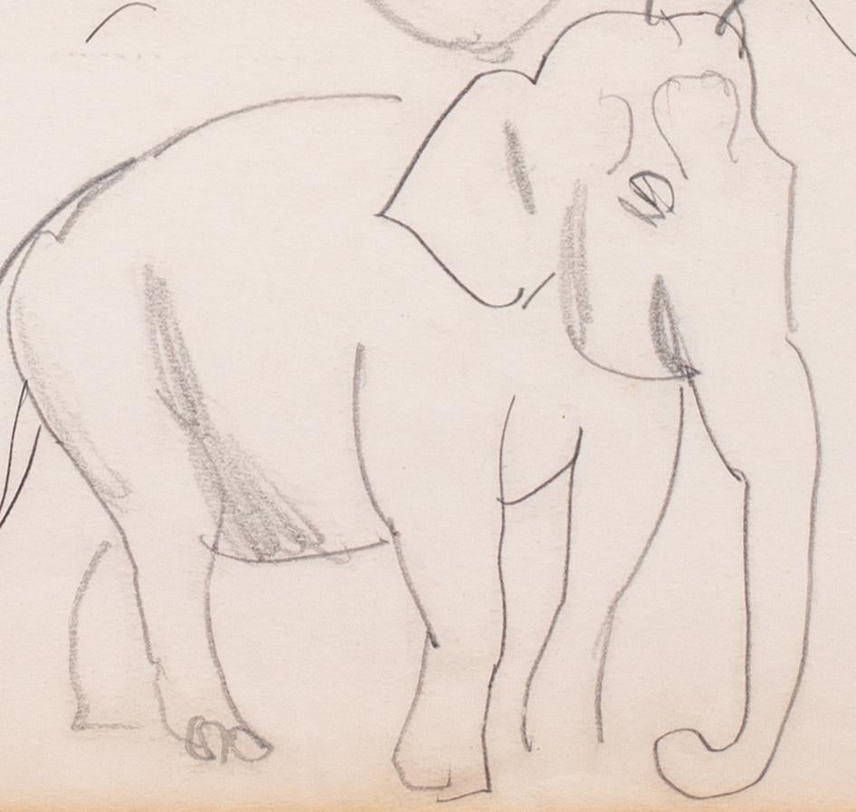 Dame Laura Knight drawing of elephants, British, 20th Century 1
