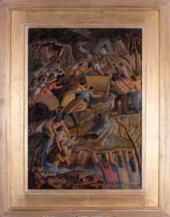 Vintage British 20th Century oil painting of 'The promised land' by Thomas Saunders Nash