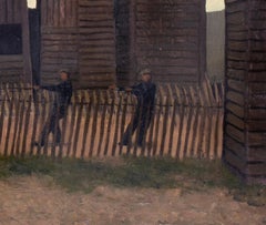 British 20th Century oil painting of fisher huts at Hastings, Kent