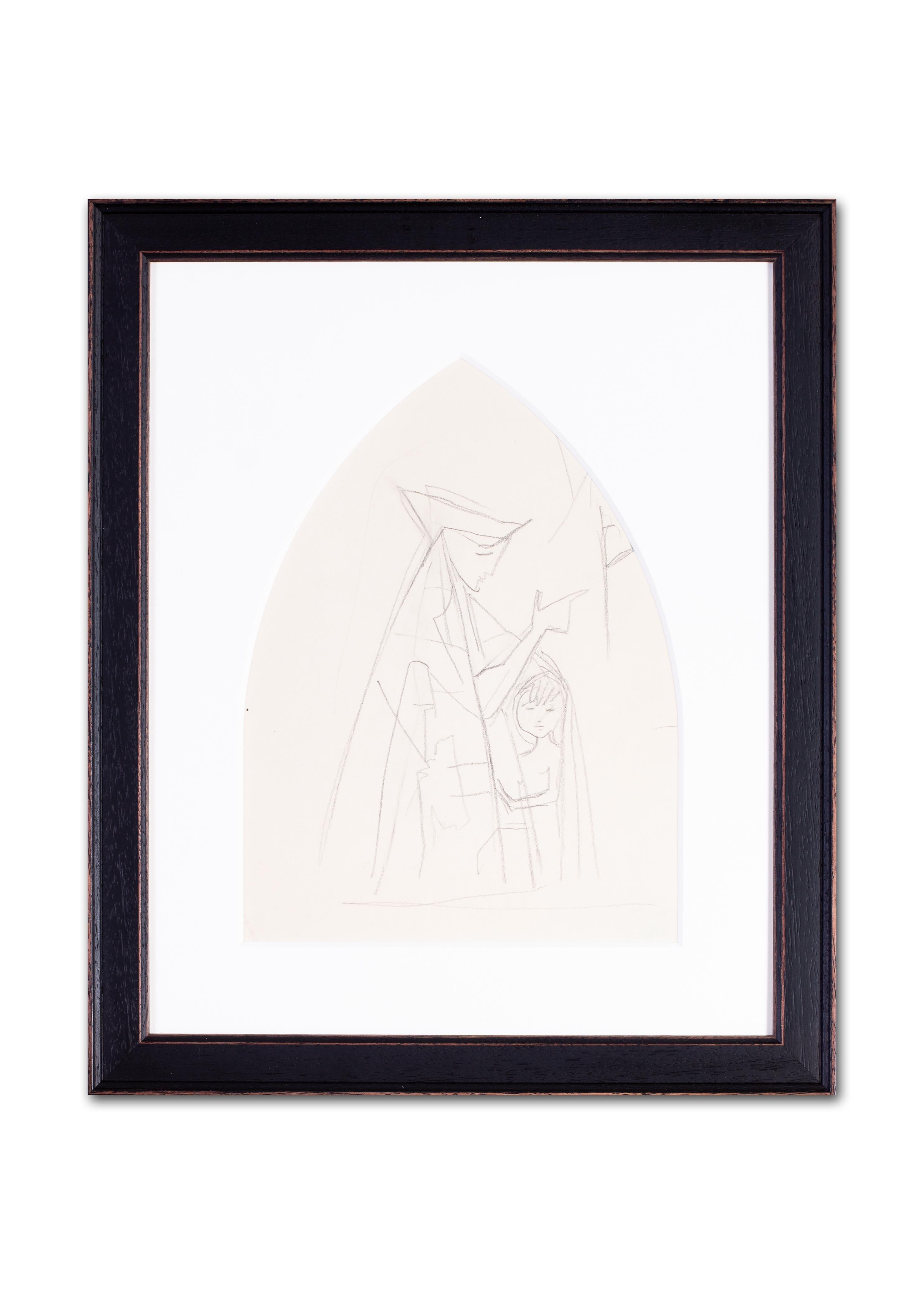 German Expressionist drawing by Carl Hofer of a mother and child For Sale 3
