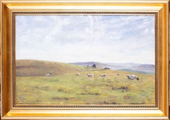 British 20th Century oil painting of sheep on the Moor