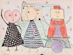 20th Century French Surrealist, avant-garde, naive drawing