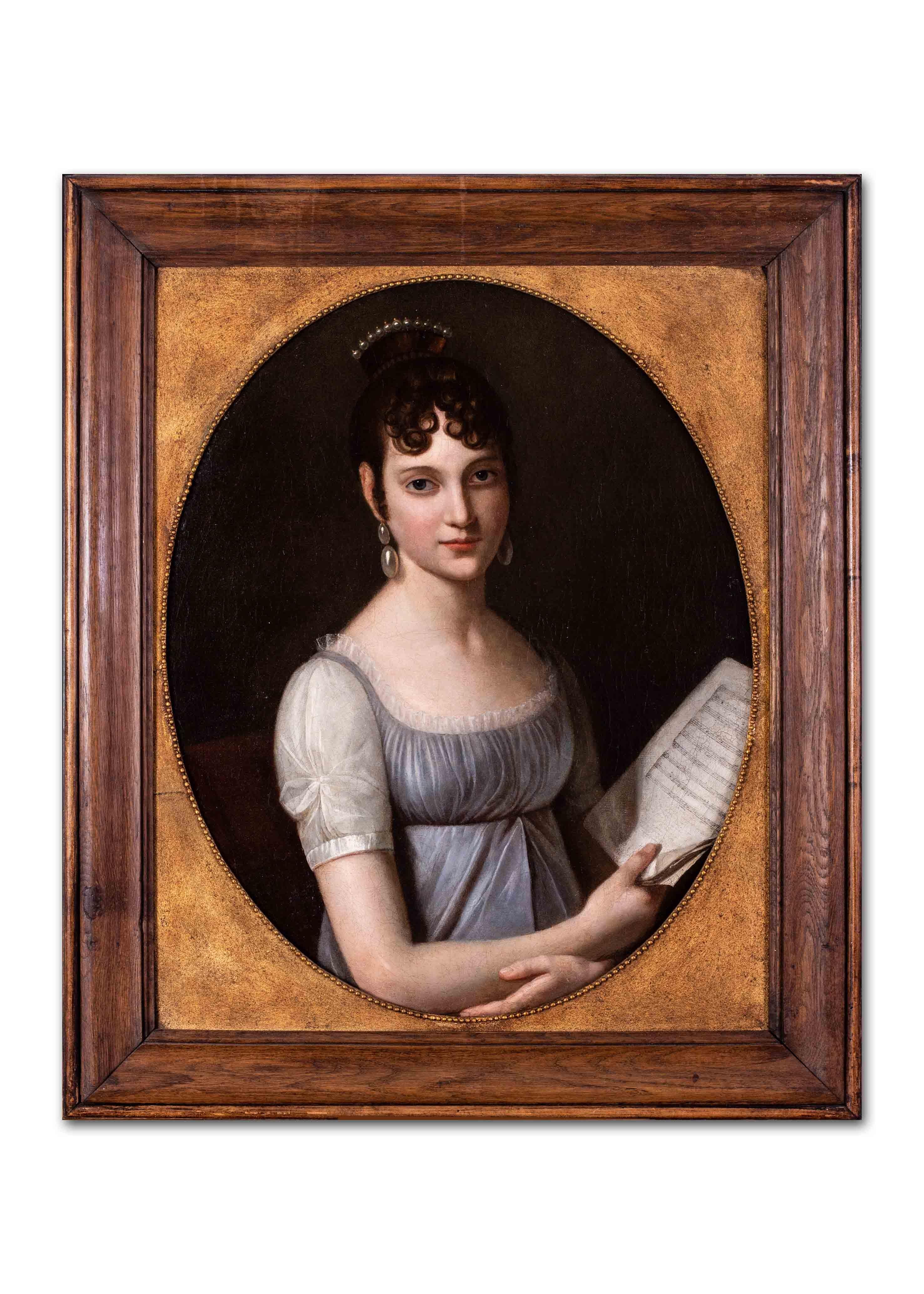 Portrait d'une dame musicienne par le maître ou portrait d'un maître ancien  en vente 1