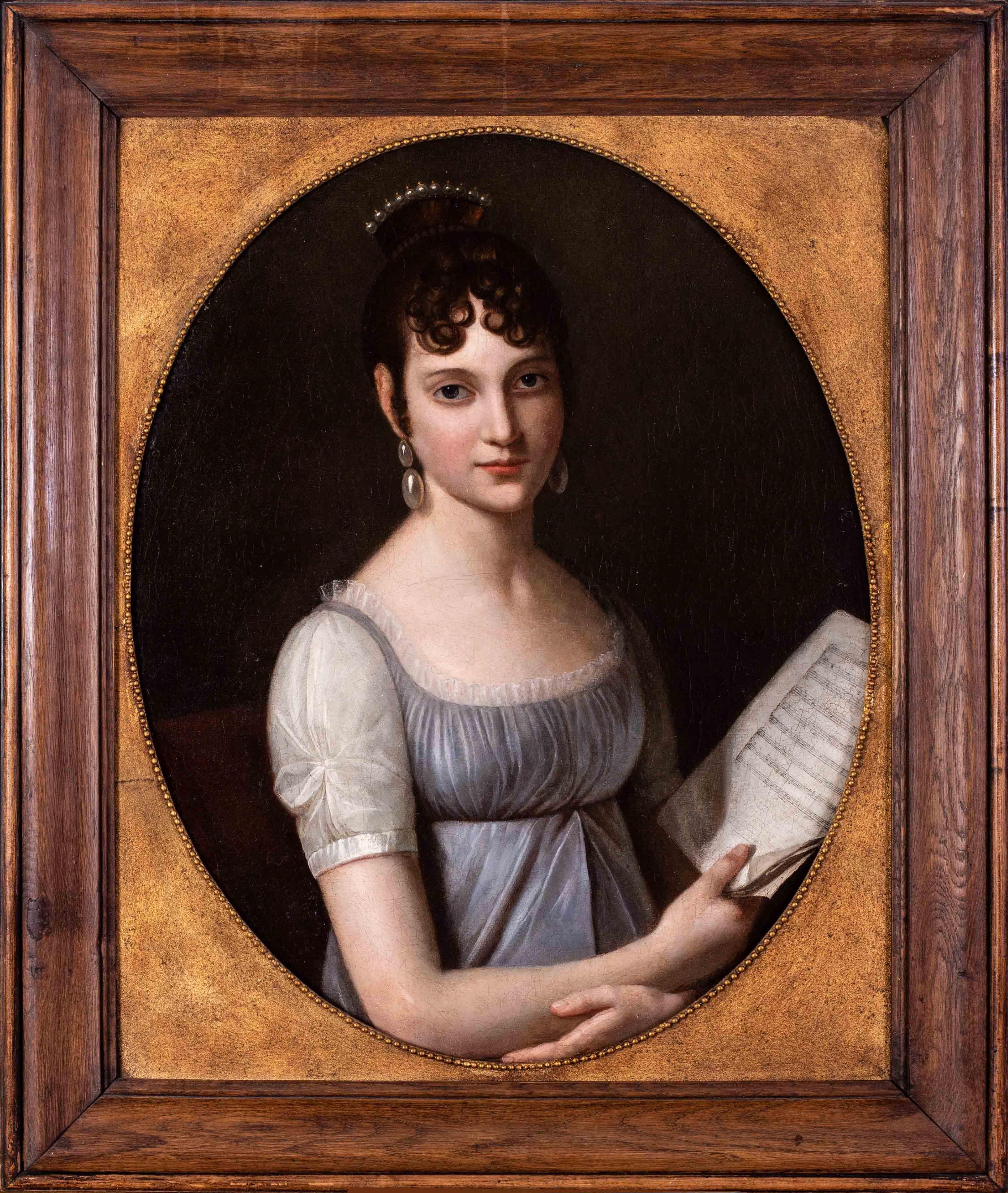 Portrait Painting Pierre Paul Prud'hon - Portrait d'une dame musicienne par le maître ou portrait d'un maître ancien 