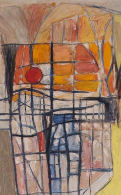 British, mid 20th Century abstract of a sunrise in subtle yellows and oranges