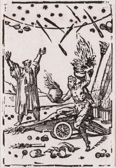 Old Master woodcut print The effects of gunpowder, from The Various Operations'
