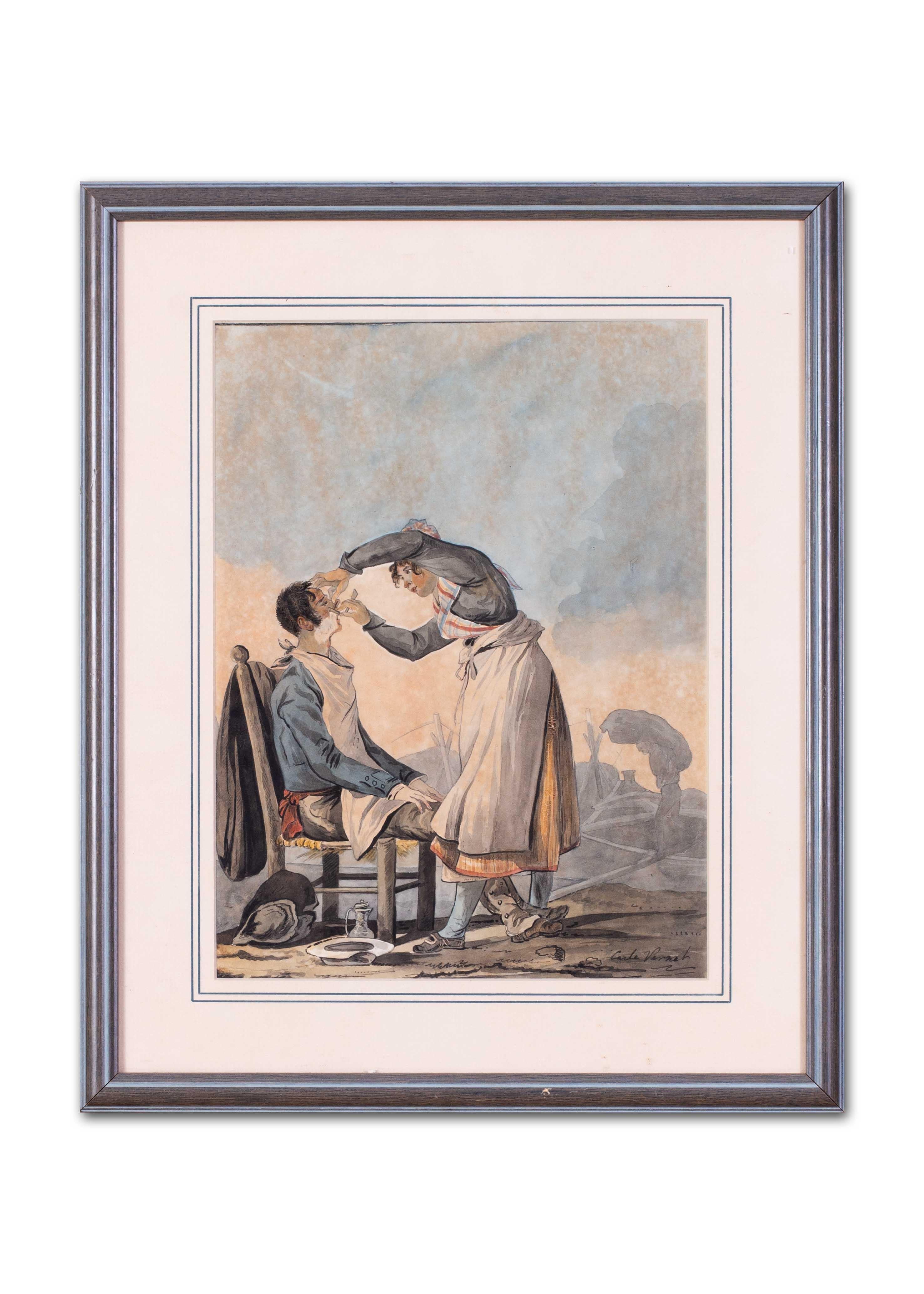 Paire de dessins à l'aquarelle du 18ème siècle par le vieux Masterly Carle Vernet en vente 8