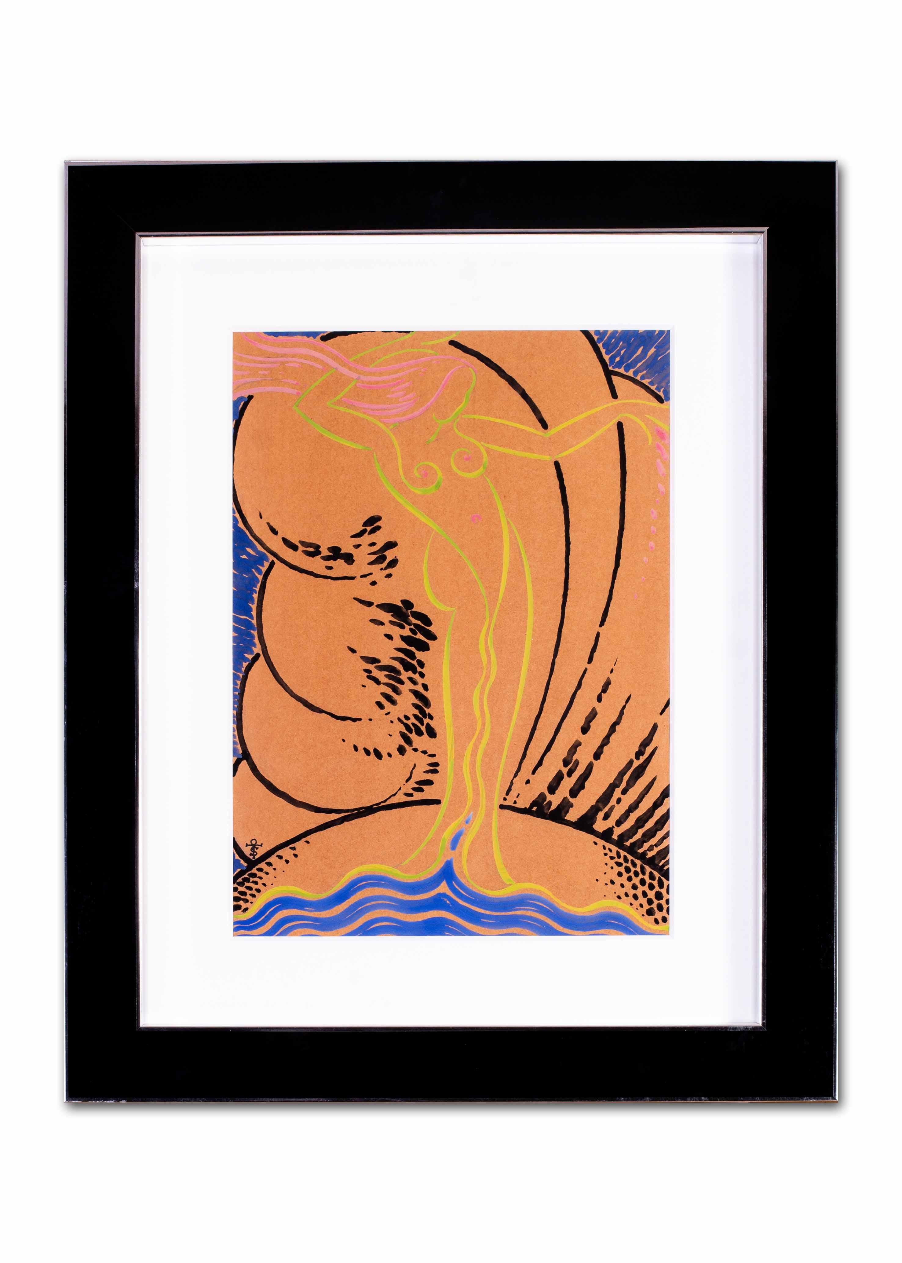 Art-Déco- Aktzeichnung „Venus a la Coquille“, Kreis von Raoul Dufy im Angebot 4