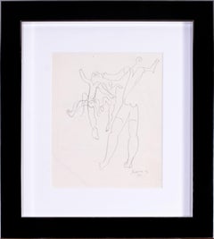 Vintage 1931 French drawing by Cubist artist Leopold Survage of dancers