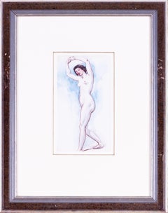 Crayon britannique du 19ème siècle, dessin à l'aquarelle d'un nu par William Edward Frost