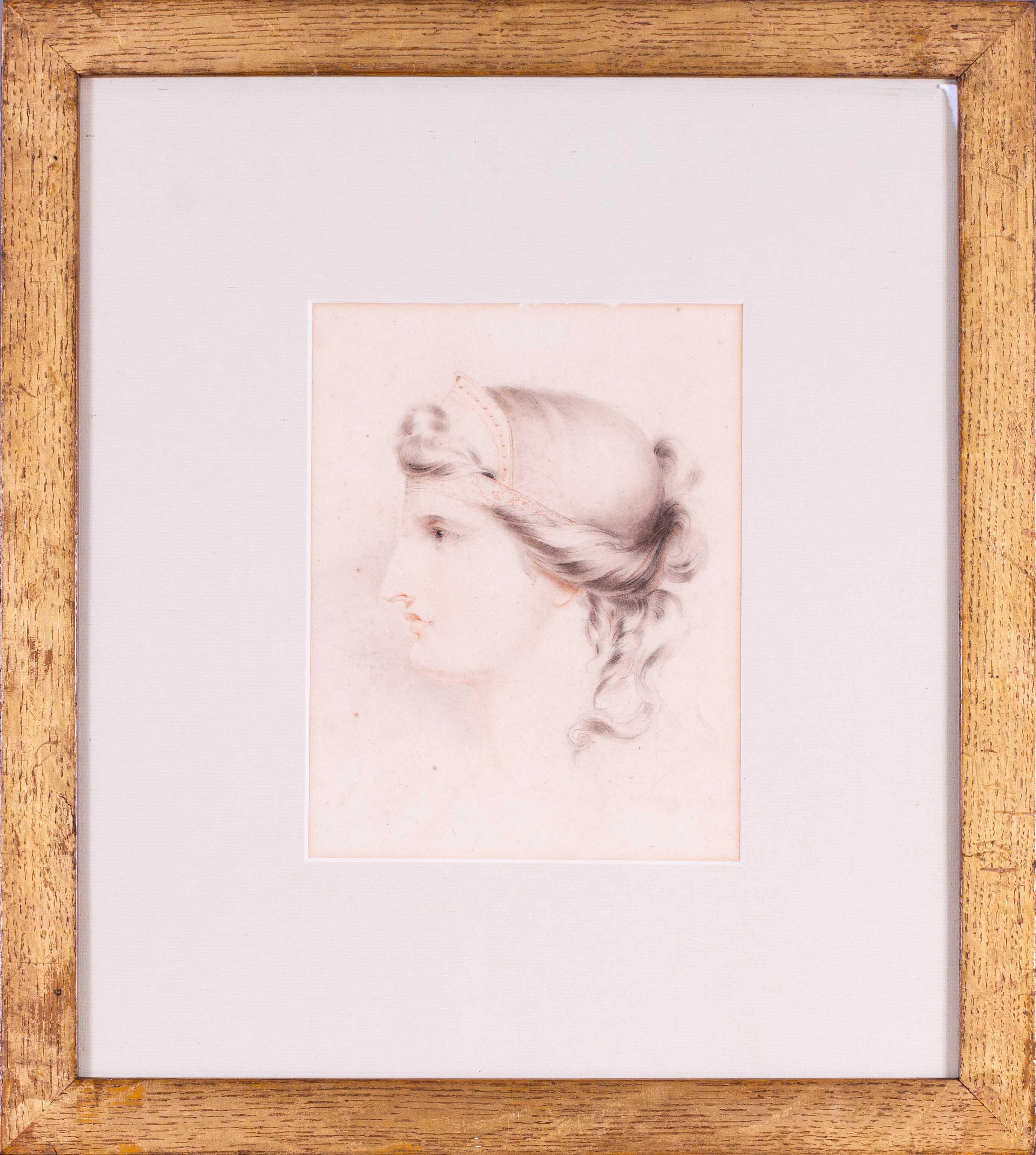 Giovanni Battista Cipriani Figurative Art – Italienische Kopfstudie eines römischen Mädchens aus dem 18. Jahrhundert