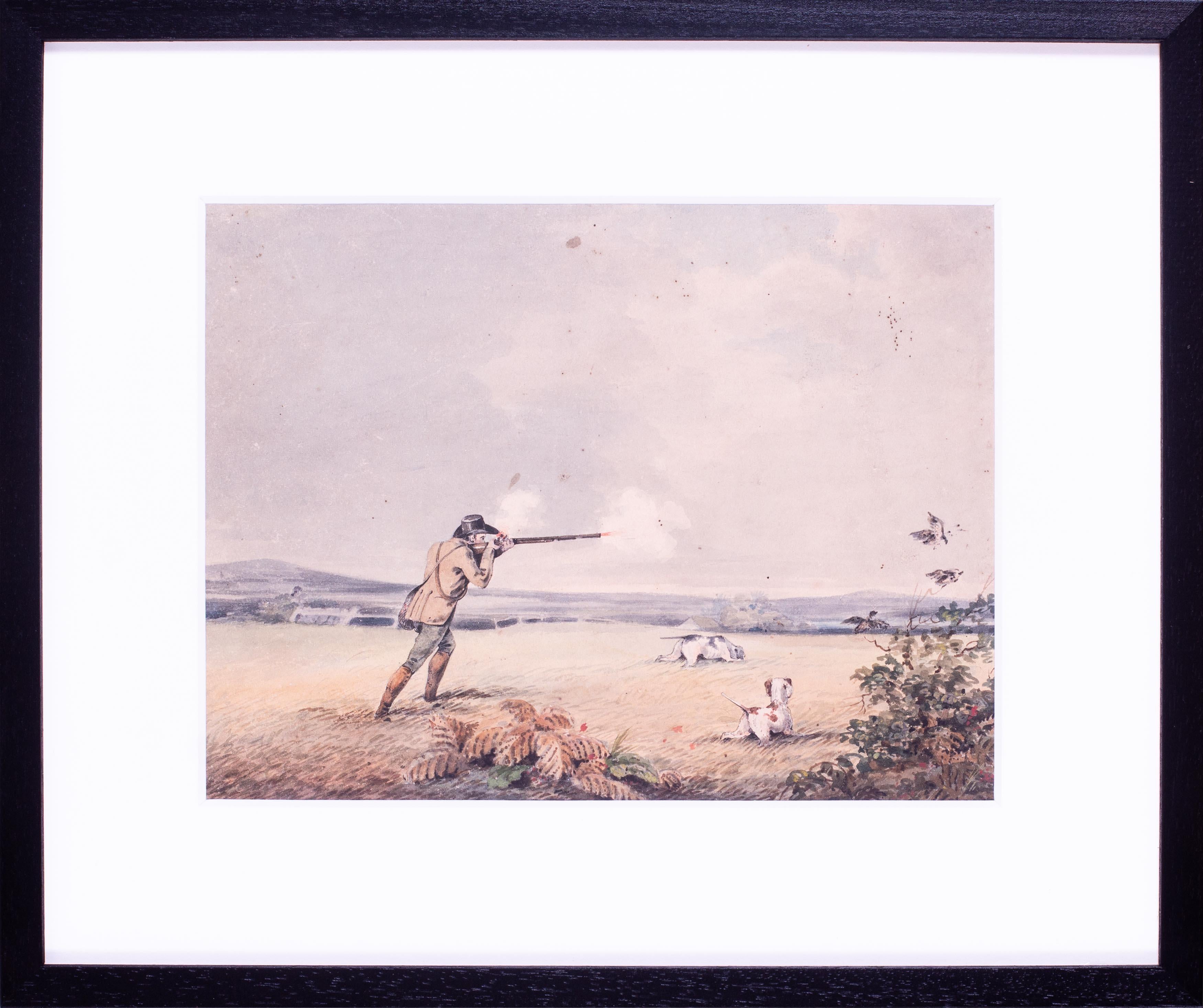 Henry Thomas Alken Figurative Art - Pair of British hunting watercolours, 19th Century with dogs and wildfowl