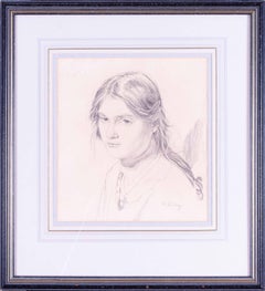 Portrait drawing of a girl by British artist William Robert Hay