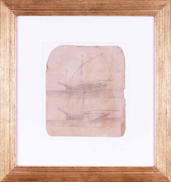 Alfred Wallis drawing of sailing boats, St. Ives artist, Cornwall, 20th Century 