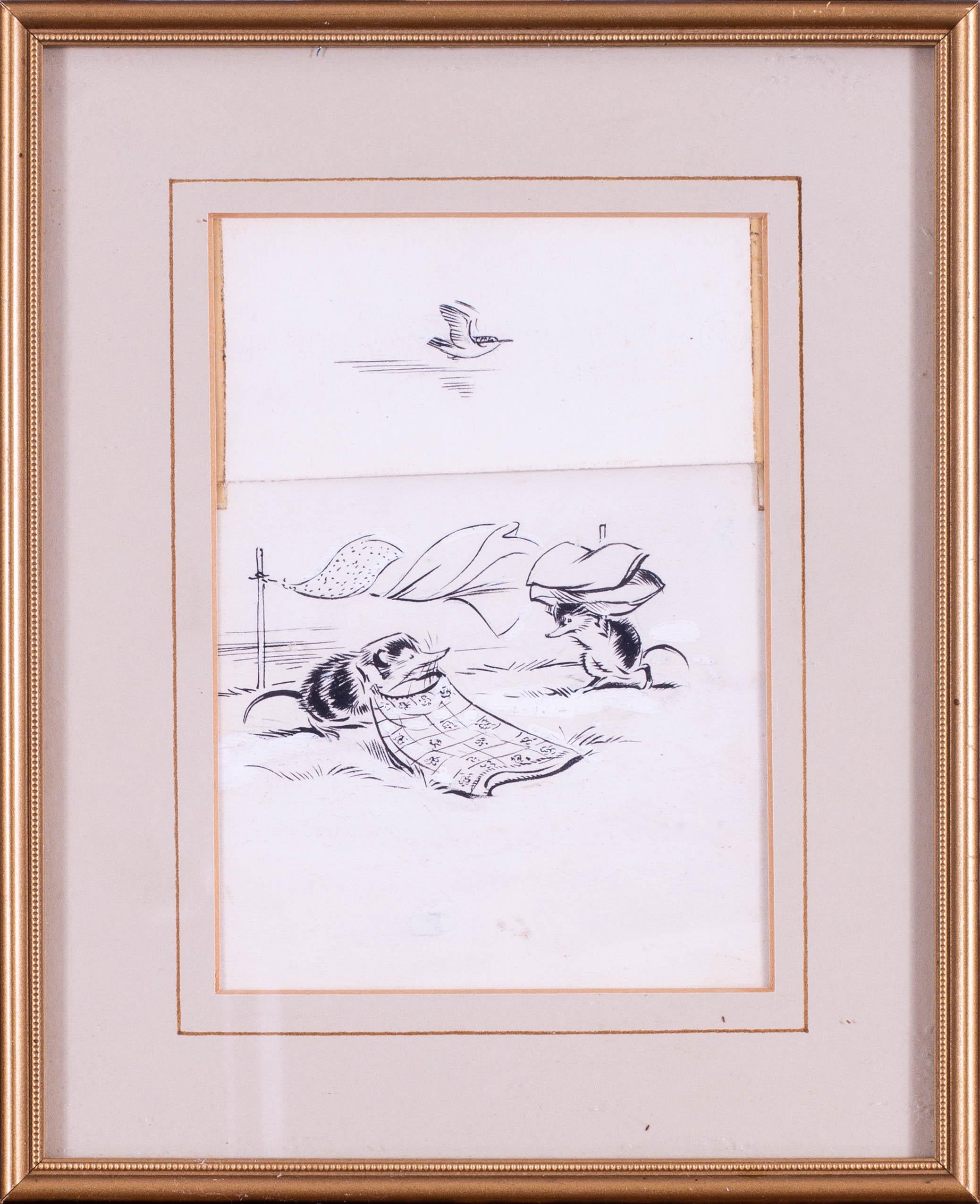 Eileen Soper, RMS SWLA (Britin, 1905 - 1990)
Der Wind wehte die Wäsche
Feder und Tinte 
5  5.1/2 in. (17 x 12 cm.)
Provenienz: Der Nachlass von George und Eileen Sopen
Chris Beetles Gallery, Ryder Street, London
Illustriert; Eileen Sopen, sail away