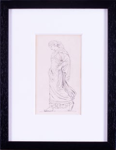 19th Century drawing attributed to John Flaxman of a classical maiden