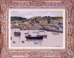 Antique Early 20th Century view of St. Ives harbour, Cornwall, UK by Fred Bottomley