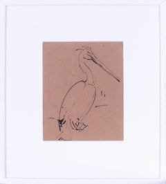 Vintage Modern British, 20th Century St. Ives artist Sven Berlin 'Study of a heron'