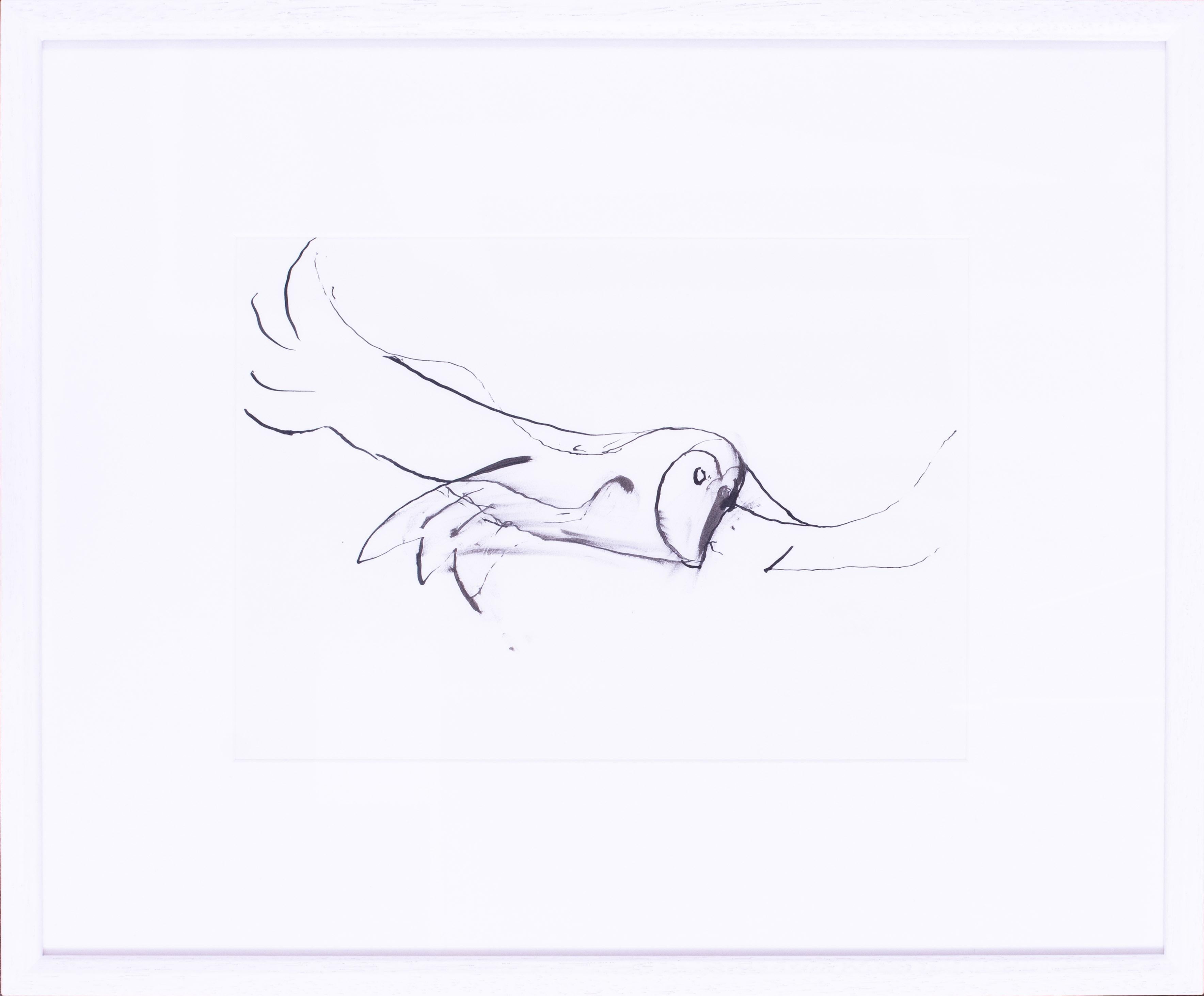 Sven Berlin (britannique, 1911 - 1999)
Hibou en vol 
Plume et encre
8 x 11 in. (20,3 x 28 cm.)

Sven Berlin, né à Sydenham, Londres, le 14 septembre 1911, est un peintre, dessinateur et écrivain anglais. Il a été un acteur clé dans le développement